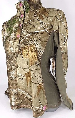 Ladies Fitted Camo Pullover 1/4 Snap, Soft & Quiet, Real Tree Xtra Polyester NWT - Image 1 of 4