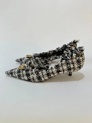 Tacones Balenciaga Tweed D'orsay Negro/Blanco Talla 38 EU Foto 1 de 4