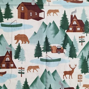 Winter Wilderness Lodge Benartex Greta Lynn WASHED Quilting Cotton Fabric 2.6YDS - Picture 1 of 13