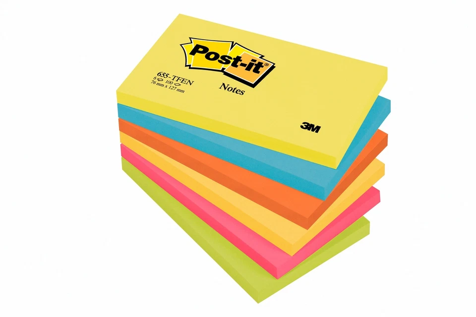 Post-it Energetic Colours Notes 76x127mm 655TF Pack of 6 - Image 1 of 1