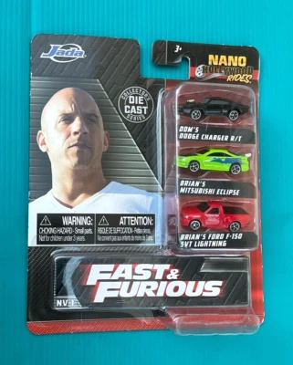 Jada Fast & Furious Nano Rides DODGE CHARGER , MITSUBISHI ECLIPSE + FORD F-150 - Image 1 of 4