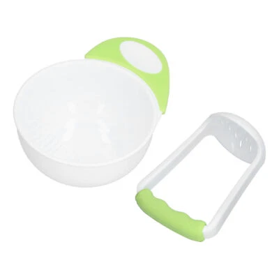 Baby Food Masher Bowl Set Non Slip Long Bowl Handle Fruit Vegetable Puree Mash - Image 1 of 4