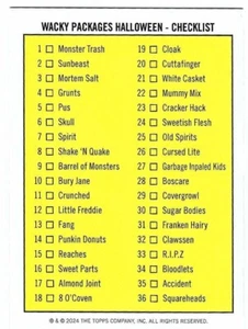 2024 WACKY PACKAGES HALLOWEEN EDITION CHECKLIST CARD PUZZLE BACK - Picture 1 of 2