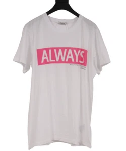 Valentino Mens Always Box Logo T Shirt Large White Pink 100% Cotton Short Sleeve - Picture 1 of 7