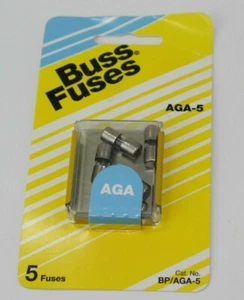 Buss Fuses AGA-5 BP/AGA-5 Glass Fuses 5pk - Picture 1 of 2
