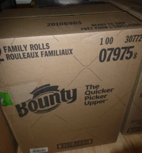 Toallas de papel de tamaño rápido Bounty, blancas, 12 rollos familiares = ¡30 rollos regulares! - Imagen 1 de 1