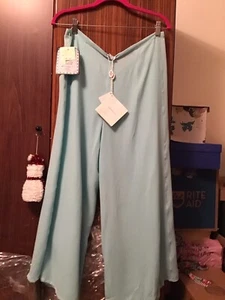 NWT Emilio Pucci Aqua Silk Sheer Wide Legs Size 42/8 - Picture 1 of 10