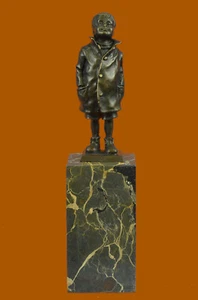 Bronze Vintage Signed Figure Of Boy Sculpture Statue Deco Gift Decoration Figure - Picture 1 of 10