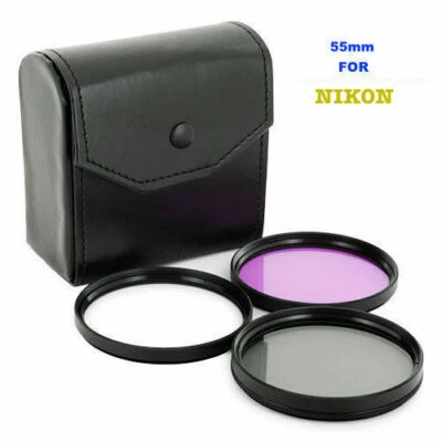55mm HD FILTER KIt UV CPL FOR NIKON D3400 D5600 FREE MICROFIBER CLOTH $7.99 VALU - Image 1 of 2