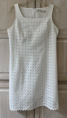 Ann Taylor Ivory White Eyelet Sheath Dress Size 12 - Image 1 of 4
