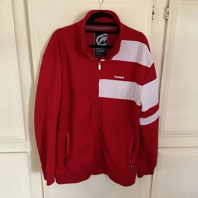 Chaqueta deportiva Ecko Unltd roja y blanca con cremallera completa para hombre XL Foto 1 de 4