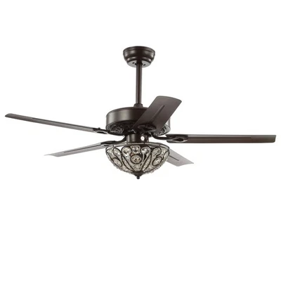 JONATHAN Y Lighting Ali 48 LED Ali 48" 5 Blade LED Indoor Ceiling - Bronze - Image 1 of 4