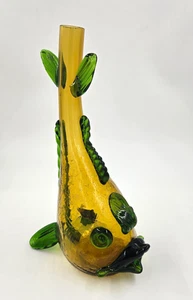 Orvieto Crackle Glas Fisch Dekanter Bernstein 1968 Italienische Weinflasche Nello Gori - Bild 1 von 6