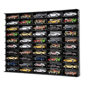 1/64 Hot Wheels Car Display Case Wall Mounted Cabinet w/ Acrylic Door for 50Cars - Picture 1 of 13