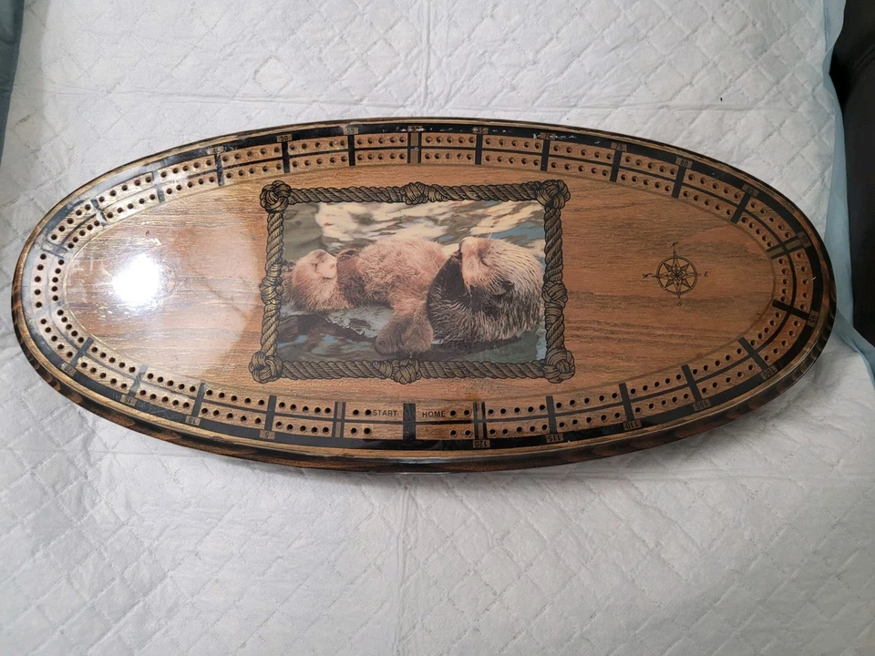 Great Western Enterprises VINTAGE (temprano) tabla de cuna de madera nutrias 16"x8"x2" Foto 1 de 4