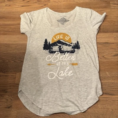 Camiseta Gris Claro Life Is Better At The Lake Camiseta Gráfica Calce Clásico Para Mujer XS Foto 1 de 4