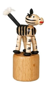 Wackeltier Zebra Höhe ca 7,5 cm NEU Drücketier Wackelfigur Holz - Picture 1 of 1