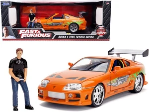 Jada 31139 1995 Toyota Supra Orange Metallic with Lights and Figurine 1/18 - Picture 1 of 1