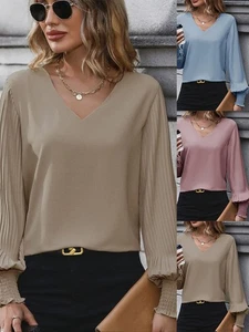 Pleated Sleeve Casual Shirt Breathable Fabric Fashionable Shirt Loose Fit Style - Picture 1 of 72