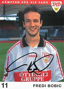 Tarjeta de autógrafo Fredi Bobic VfB Stuttgart 1997 1998 Bundesliga - Imagen 1 de 2