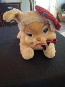 Vtg RUSHTON STAR CREATION RARE!!!  Bulldog Rubber Face w/ Pipe & Beret Plush - Picture 1 of 12