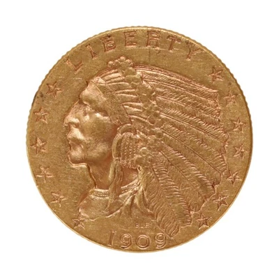 1909 2 1/2 DOLLAR INDIAN HEAD GOLD COIN #6306 - Image 1 of 2