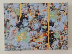 Original Abstract Mixed Media Acrylic Oil Pastel Painting 40 x 30 x 3.8cm - Picture 1 of 24