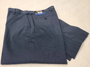 Kirkland Pantalone Uomo 36x32 Firmato Umore Indigo Pin Dot Flat Front Elasticizzato - NUOVO - Foto 1 di 15