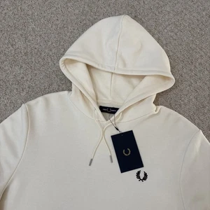 Fred Perry Twin Tipped Hoodie Sweatshirt Cream Long Sleeve Mens Size Medium BNWT - Picture 1 of 16