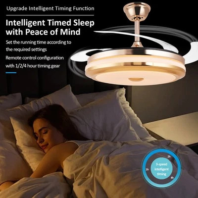 Retractable Invisible Ceiling Fan with LED Light with Remote - Image 1 of 4