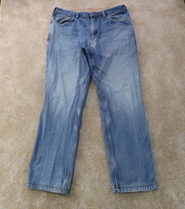 Duluth Trading Flex Ballroom Jeans Men's 37x34 Blue Denim Distressed workwear - Picture 1 of 11