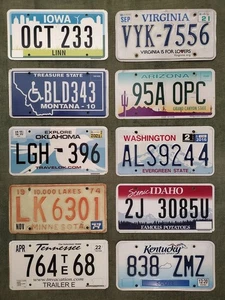 License Plate Craft LOT 10 Mixed Plates 1977 MN Tennessee Idaho Virginia Arizona - Picture 1 of 1