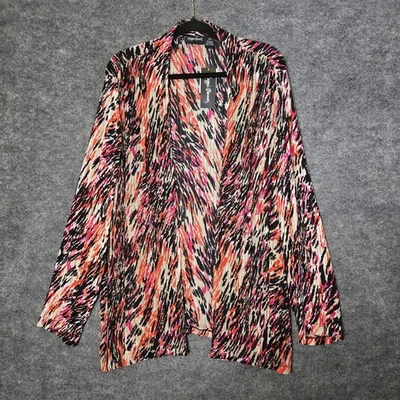 Maggie Barnes Cardigan Womens 3X Black Orange Artsy Open Drape New - Image 1 of 4