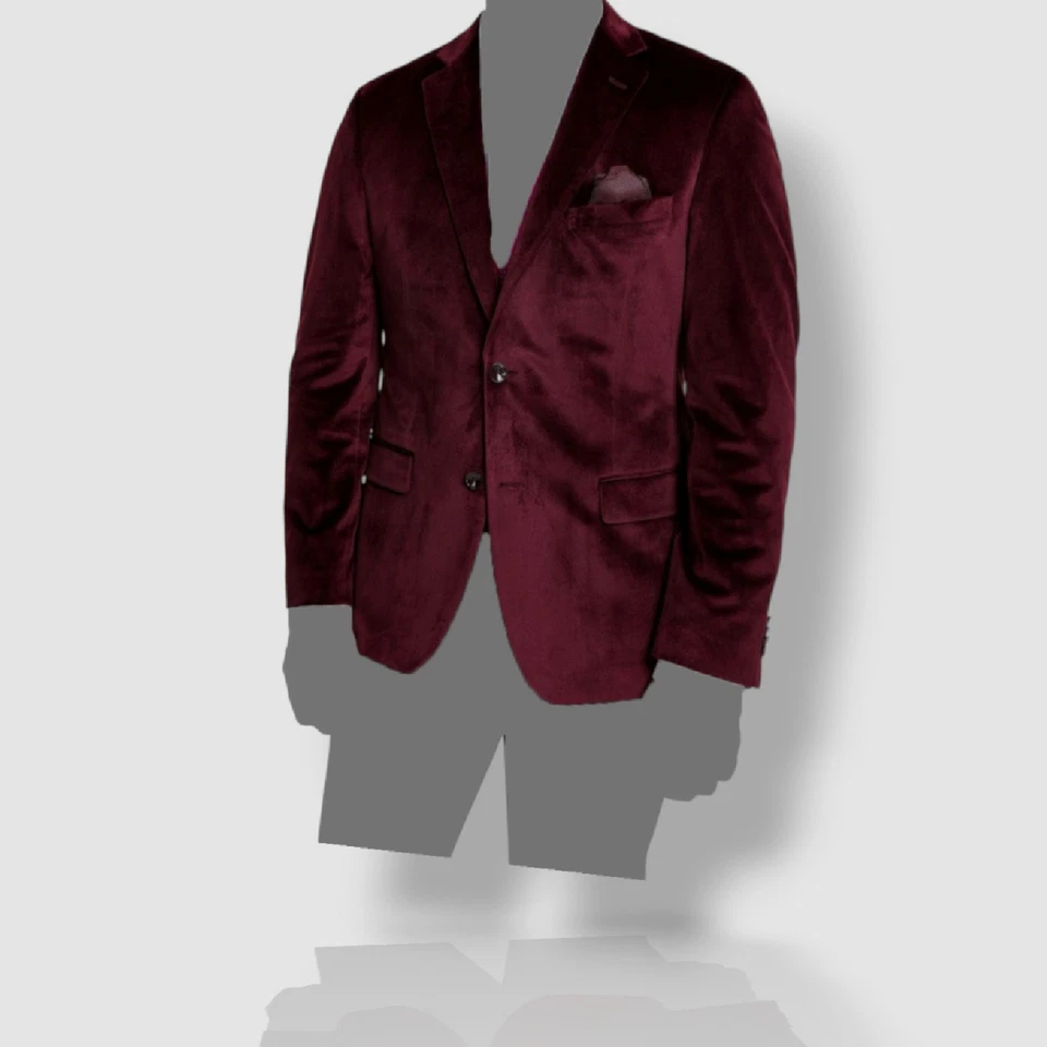 Alfani Men's Red Velvet Slim-Fit Solid Sport Coat Jacket Size 40S