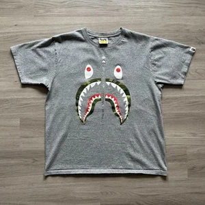 A Bathing Ape Shirt Mens Size Large Gray Bape 1st Camo Shark Tee Graphic Zip - Picture 1 of 7