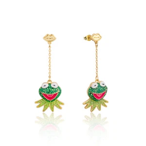NEW! Couture Kingdom Disney The Muppets Kermit The Frog Crystal Drop YGP Earring - Picture 1 of 1