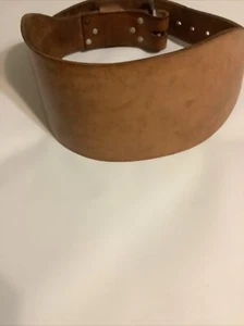 Vtg  Unisex Altus Leather 6” Weightlifing Belt Camel Brown Size SM 40" Long - Picture 1 of 12