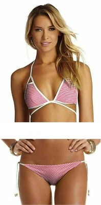 Vitamina A Natalie Mitre Bandeau Top XL / D copa y corbata lateral parte inferior de bikini L / 10 Foto 1 de 4