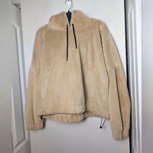 Zara Fur Coat Hoodie Tan Black Sz 2x Cozy - Picture 1 of 11