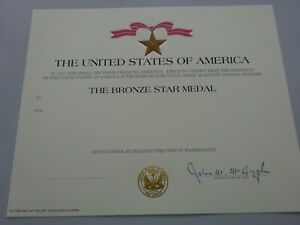 (U12) Original US Urkunde Diplome Certificate Bronze Star ARMY (NO COPY!!)