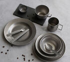 Outdoor Camping Stainless Steel Tableware Coffee Mug Bowl Utensils Cutlery Set