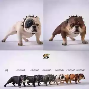 JXK 1/6 American Bully Pitbull Dog Pet Figure Animal Model Toys Xmas Gift Decor - Picture 1 of 6