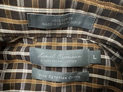 Camisa masculina Daniel Cremieux Signature Collection xadrez marrom algodão egípcio - Imagem 1 de 4