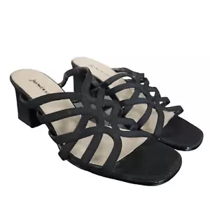 Jasmin East Square Toe Block Heel Strappy Sandals Womens Size 6.5 Black Y2K - Picture 1 of 10
