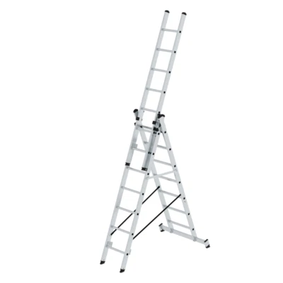Günzburger Aluminium-Mehrzweckleiter 3-tlg 3x7 Sprossen nivello Traverse 6,10 m - Bild 1 von 4