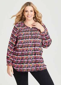 Taking Shape Natural Hearts Pintuck Top Plus Size 14 RRP $140 New - Picture 1 of 3