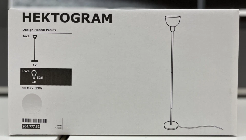 Brand New IKEA HEKTOGRAM Floor Uplighter Lamp Silver Color/White 204.777.32 - Image 1 of 1