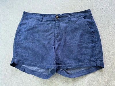 Old Navy Everyday Shorts Blue Linen Cotton Blend Chambray Zip Fly Sz 16 Classic - Image 1 of 4