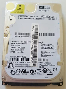 Disco duro portátil 320 GB Western Digital (WD) SATA 2,5" WD3200BEVT-00ZT0 - Imagen 1 de 3