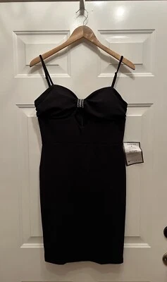 Bebe Center Rhinestone Detail Sweetheart Black Dress Valentine NWT Size M (A631) - Image 1 of 4